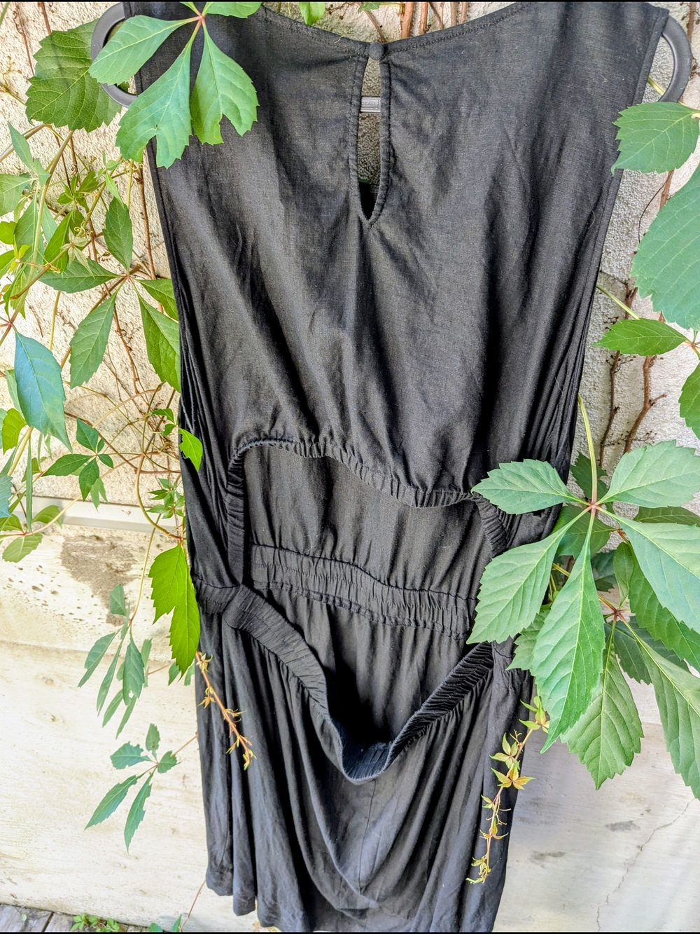 100% Linen Plus Size Black Midi Dress | Open Back | Scandinavian Minimal | 2X - Picture 6 of 10